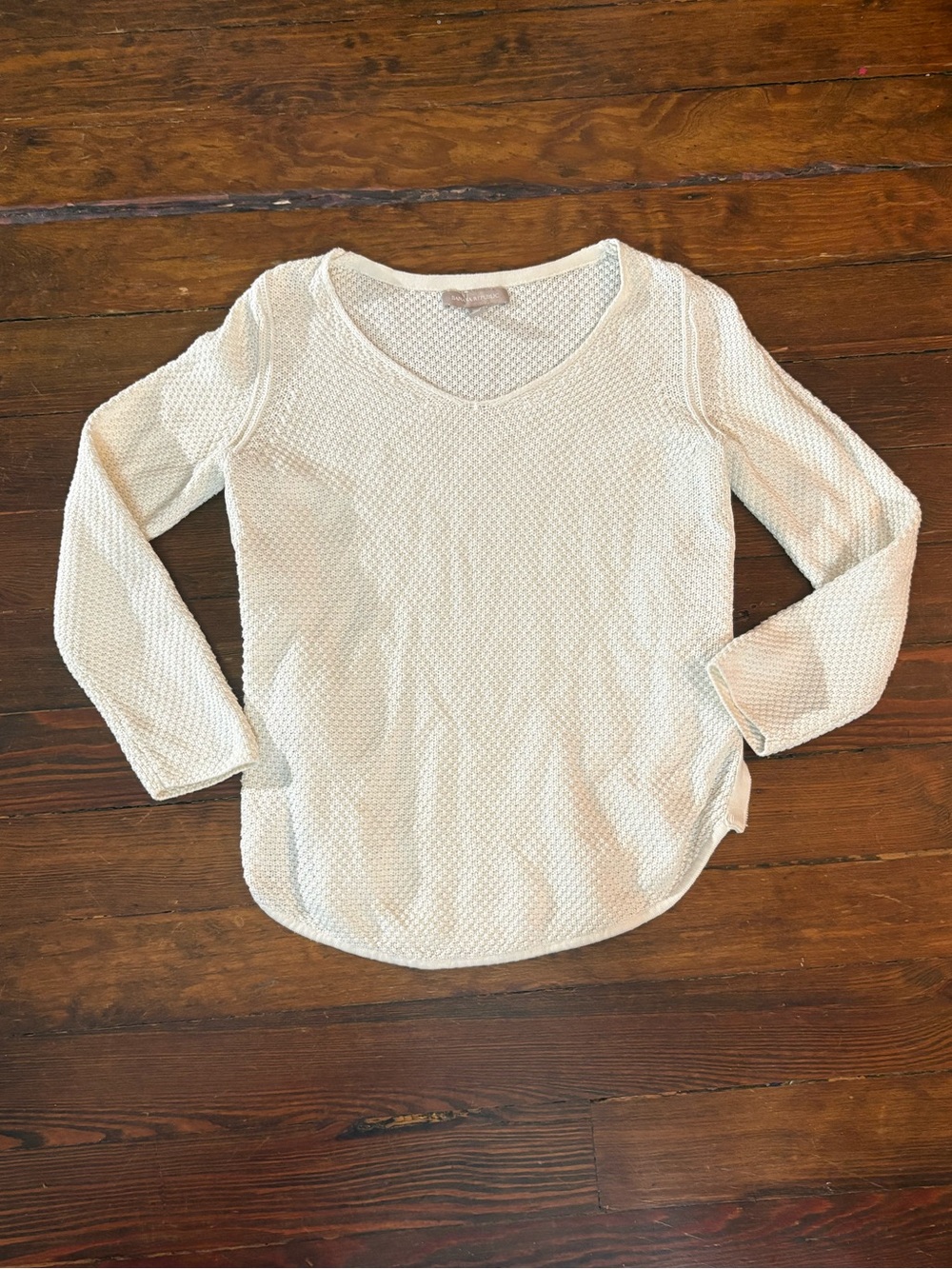 Banana republic cream waffle knit zipper sweater size S petite